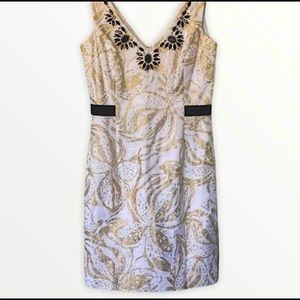 Beautiful Lily Pulitzer Dress. white and gold with embellished neckline.